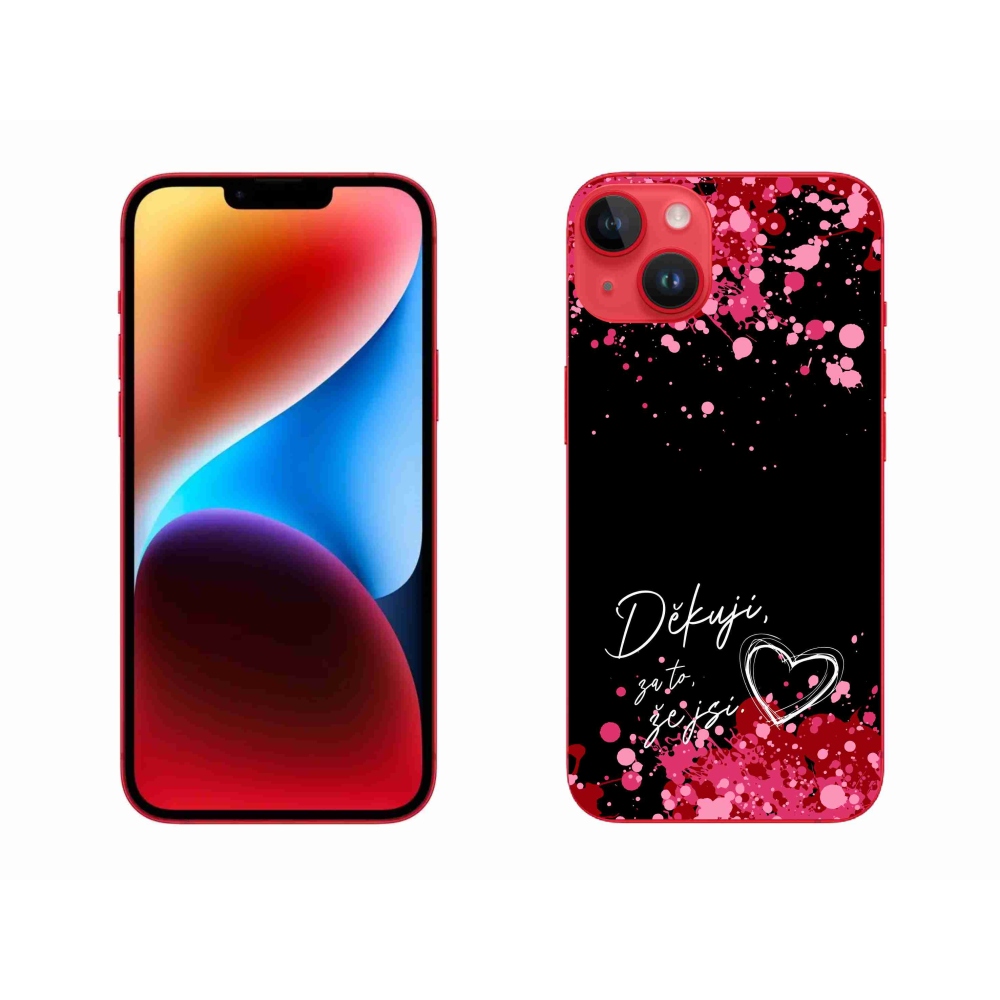 Gélový kryt mmCase na iPhone 14 Plus - zamilovaný text 2 čierne pozadie