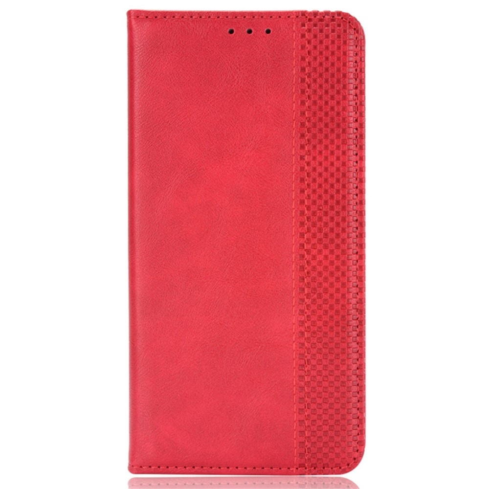 Vintage knižkové púzdro na Xiaomi Redmi Note 14S/Note 13 Pro 4G/Poco M6 Pro - červené