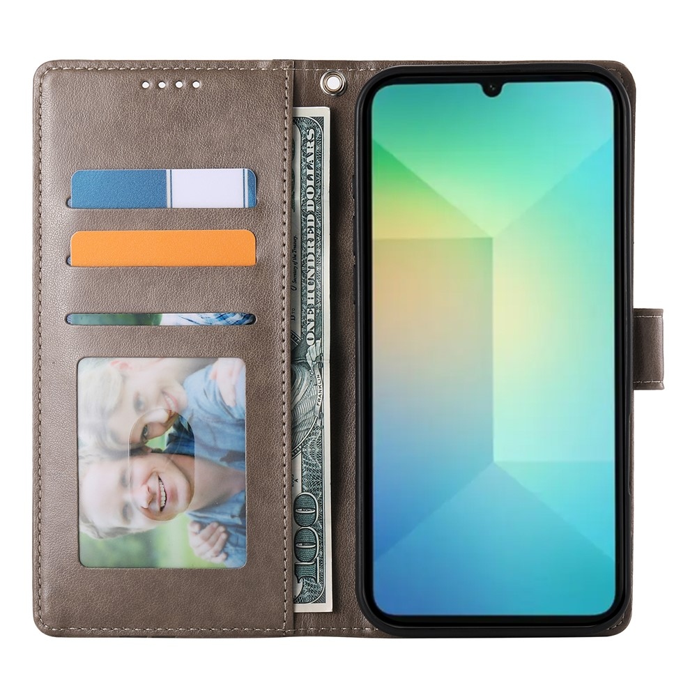 Flowery knižkové púzdro na Samsung Galaxy A07 4G - šedé