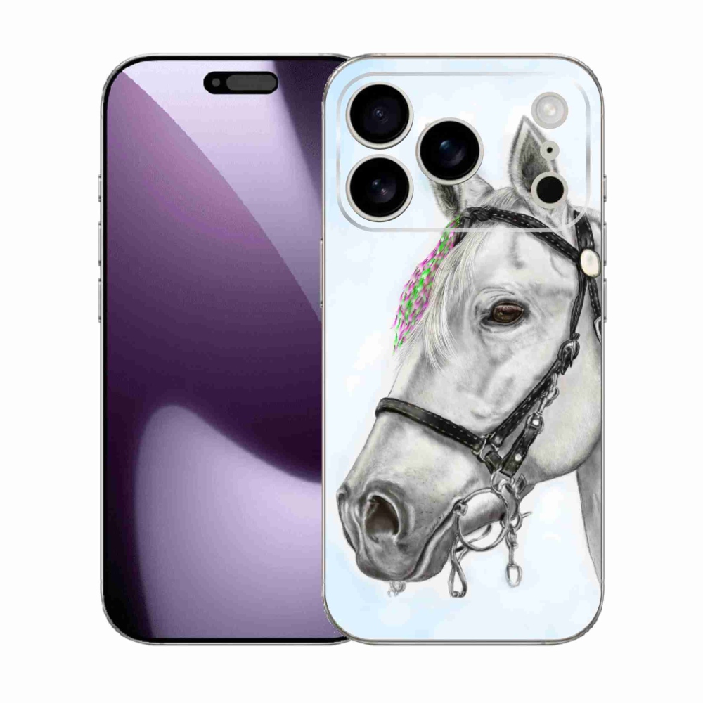 Gélový kryt mmCase na iPhone 17 Pro - biely kôň 1