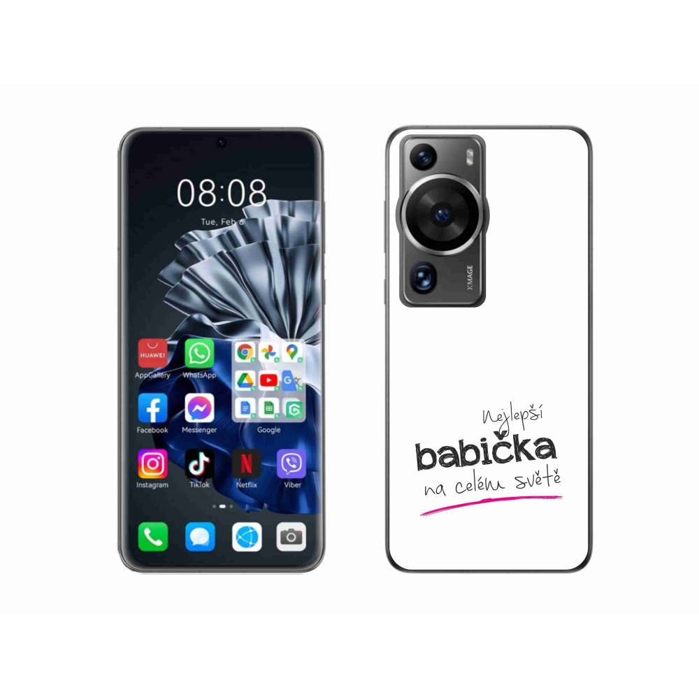 Gélový kryt mmCase na Huawei P60 Pro - najlepšia babička 4 biele pozadie