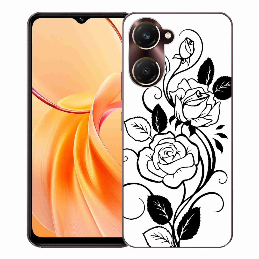 Gélový kryt mmCase na Vivo Y28s 5G - čiernobiela ruža
