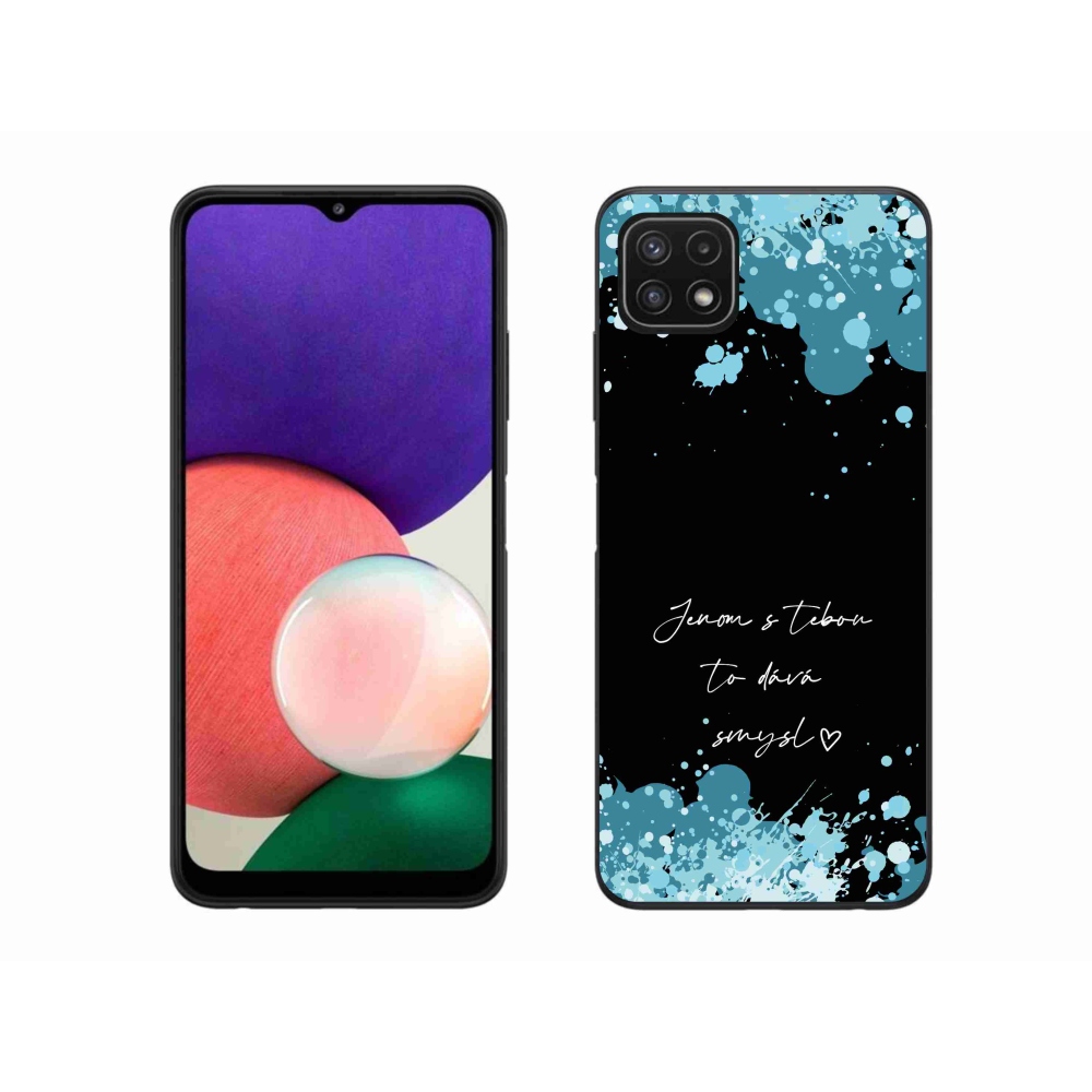 Gélový kryt mmCase na Samsung Galaxy A22 5G - zamilovaný text čierne pozadie