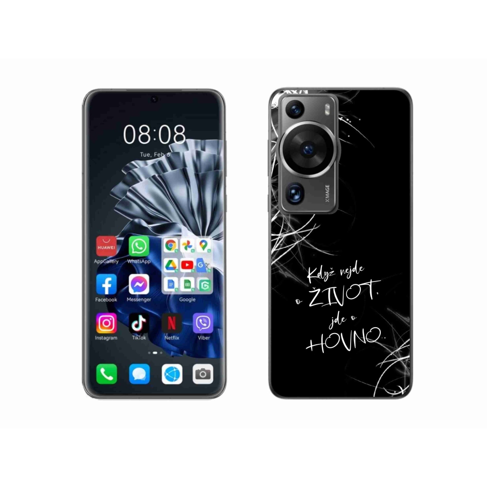 Gélový kryt mmCase na Huawei P60 Pro - vtipný text 16 čierne pozadie