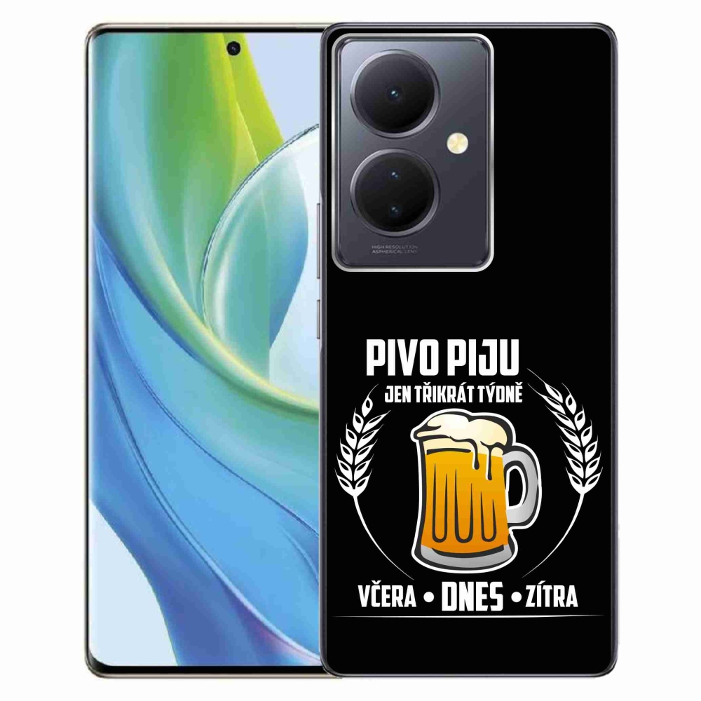 Gélový kryt mmCase na Vivo V29 Lite 5G - pivný motív čierne pozadie