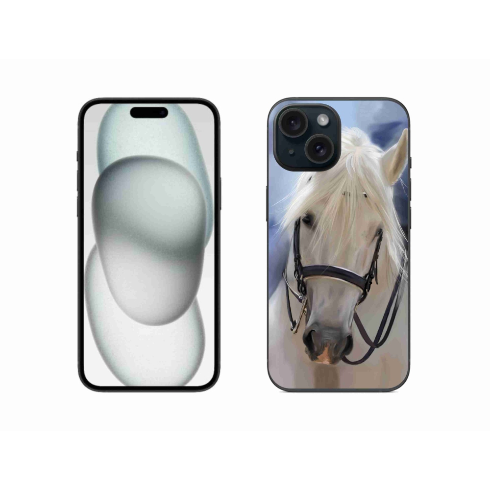 Gélový kryt mmCase na iPhone 15 - biely kôň