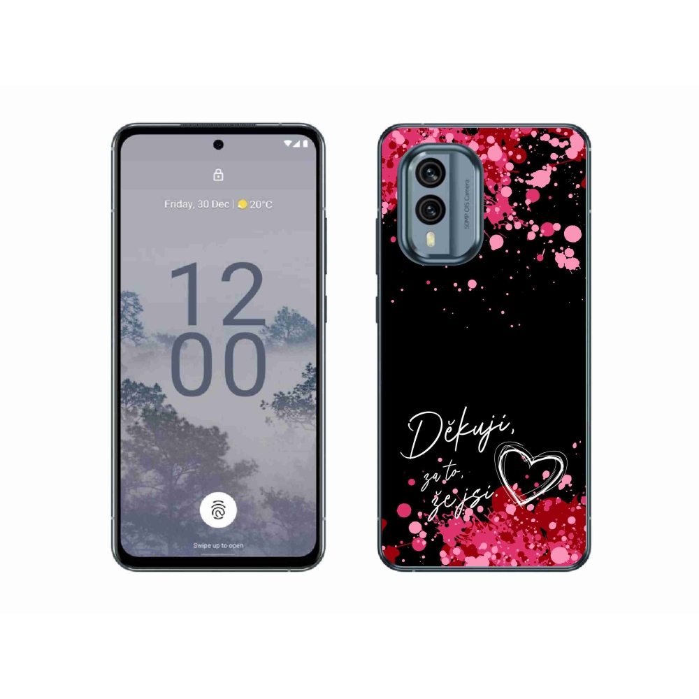 Gélový kryt mmCase na Nokia X30 5G - zamilovaný text 2 čierne pozadie