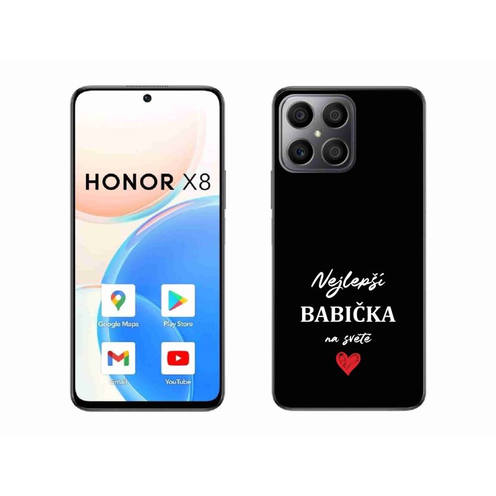 Gélový kryt mmCase na Honor X8 4G - najlepšia babička 1 čierne pozadie