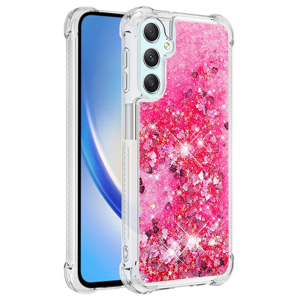 Glitter presýpací gélový obal na Samsung Galaxy A24 - ružový/srdiečka 