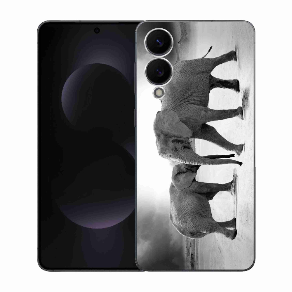 Gélový kryt mmCase na Samsung Galaxy S25 Edge - čiernobieli slony
