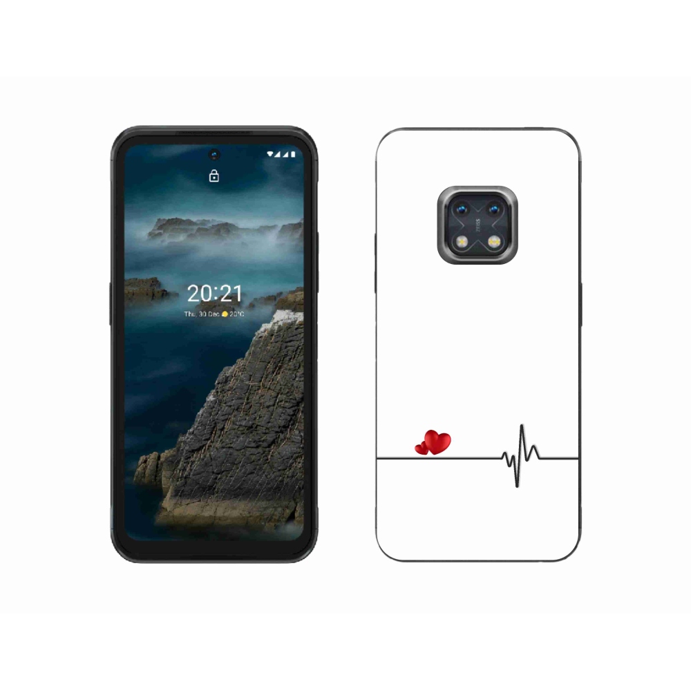 Gélový kryt mmCase na Nokia XR20 - srdce a tep biele pozadie
