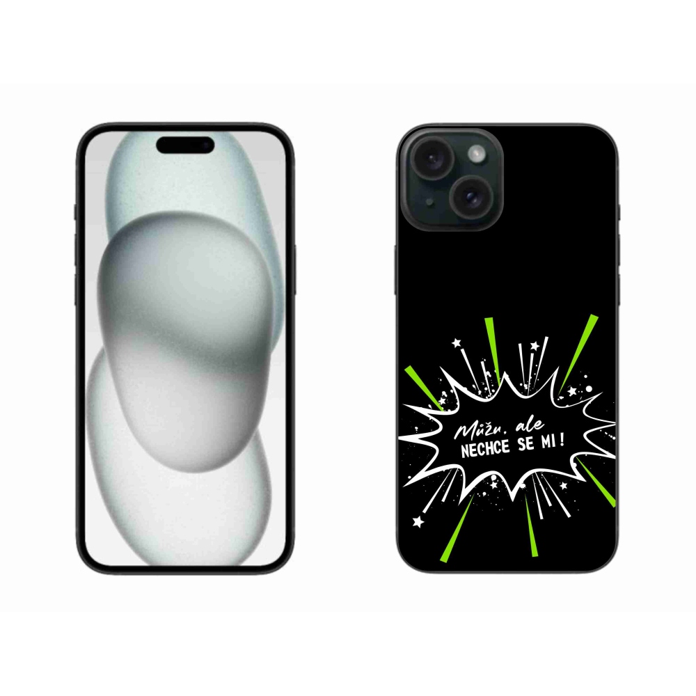 Gélový kryt mmCase na iPhone 15 Plus - vtipný text 11 čierne pozadie