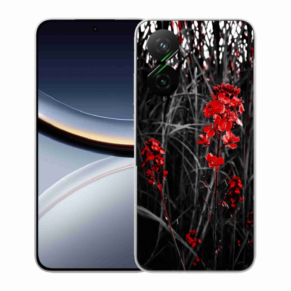 Gélový kryt mmCase na Xiaomi Poco F7 5G - červená rastlina