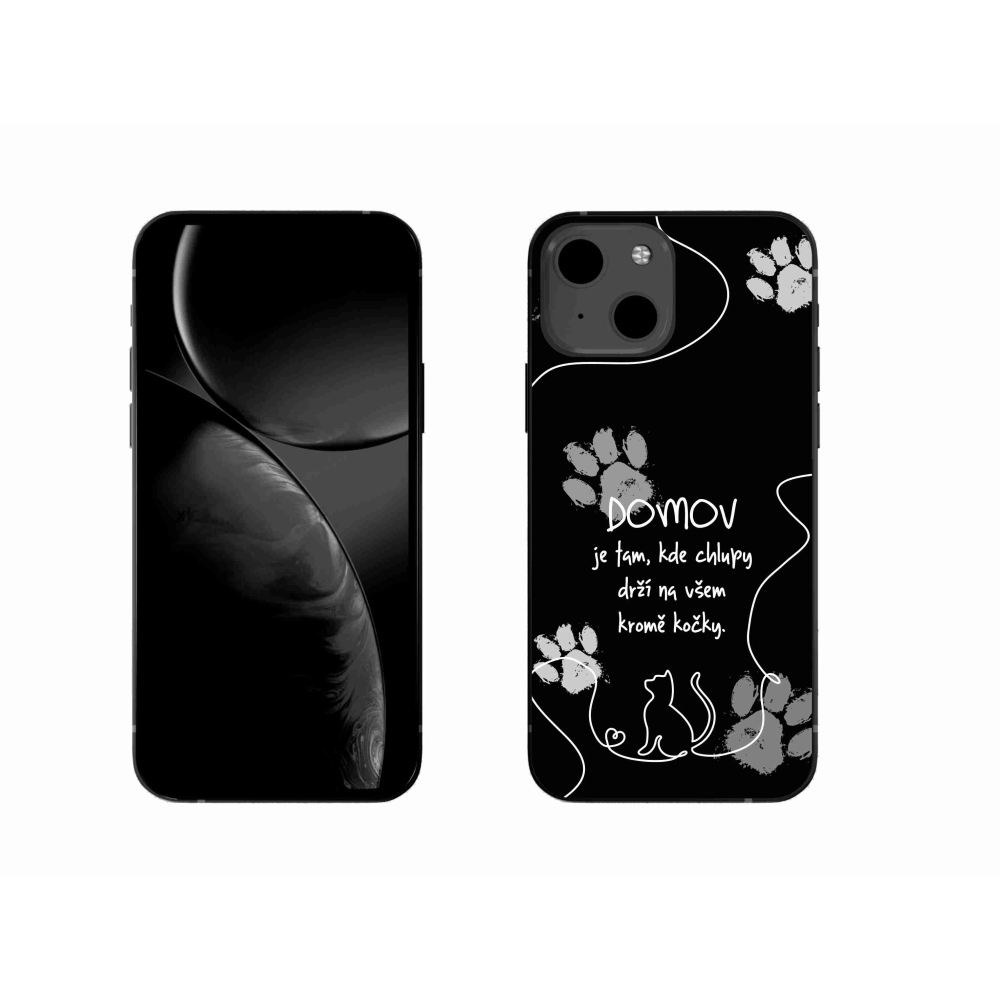 Gélový kryt mmCase na iPhone 13 6.1 - mačacie motív čierne pozadie