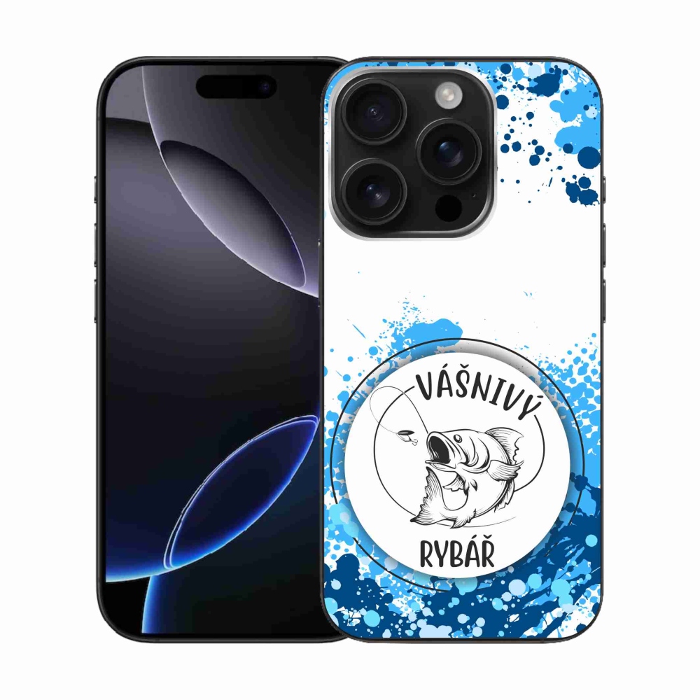 Gélový kryt mmCase na iPhone 16 Pro - vášnivý rybár biele pozadie