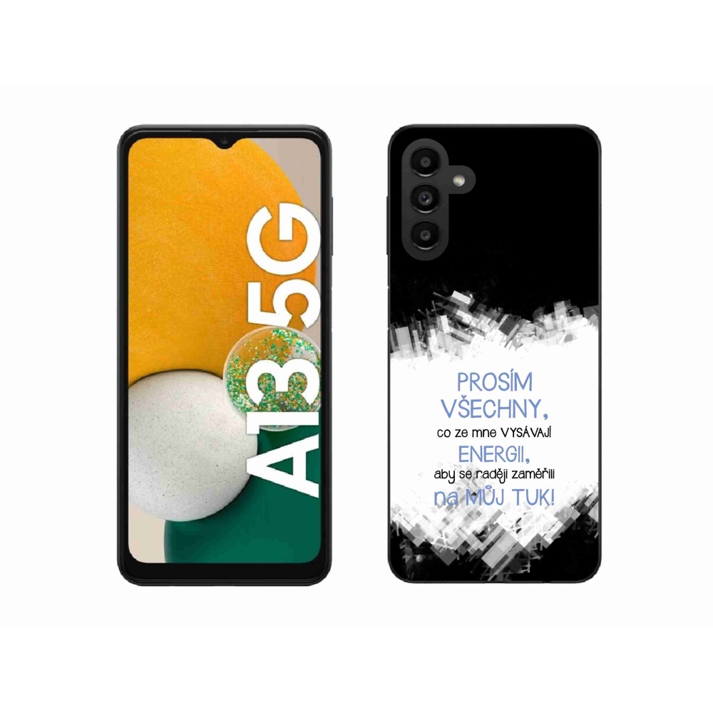 Gélový kryt mmCase na Samsung Galaxy A13 5G - vtipný text 1 modrý