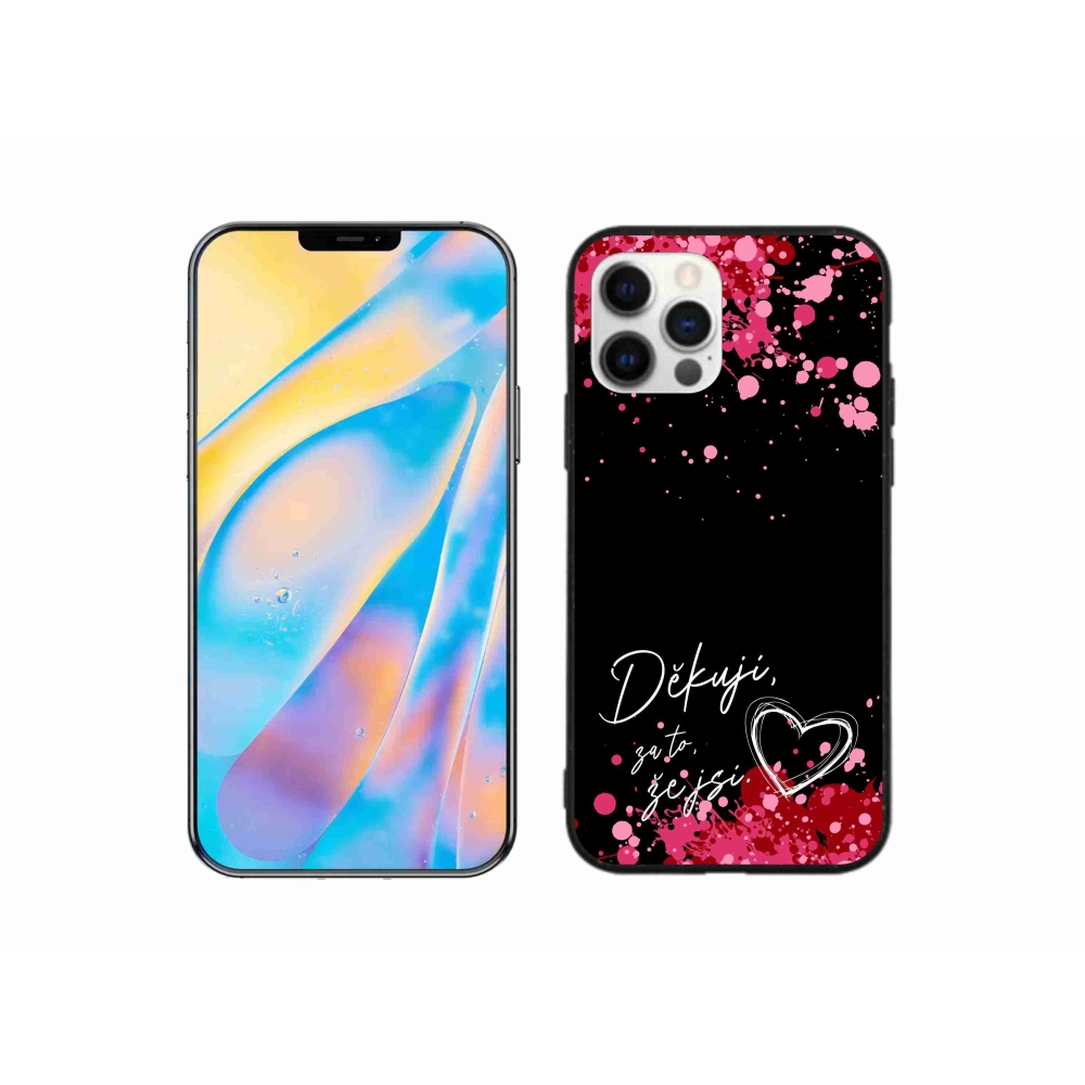 Gélový kryt mmCase na iPhone 12 - zamilovaný text 2 čierne pozadie