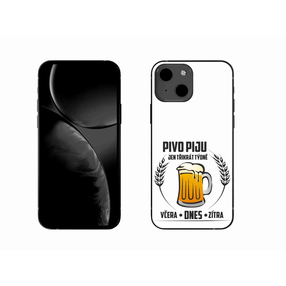 Gélový kryt mmCase na iPhone 13 6.1 - pivný motív biele pozadie