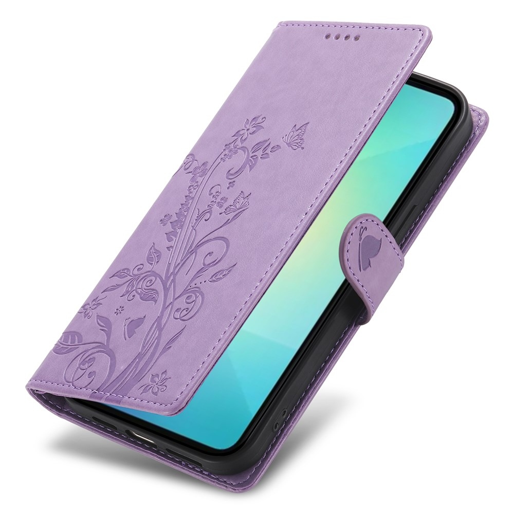 Flowery knižkové púzdro na Samsung Galaxy A07 4G - fialové