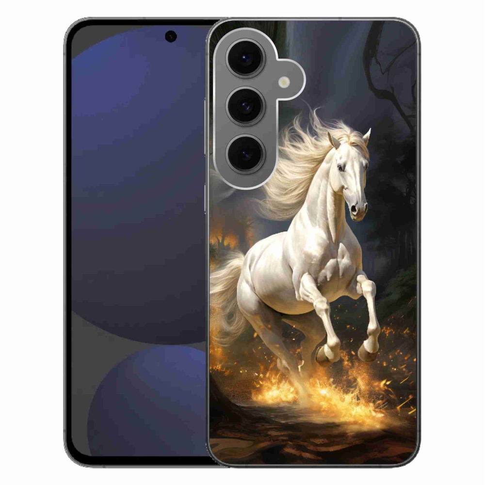 Gélový kryt mmCase na Samsung Galaxy S24 FE - biely kôň 2