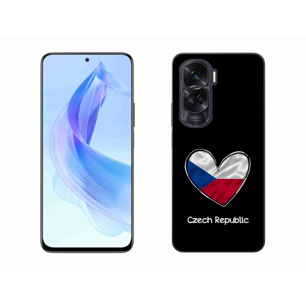 Gélový kryt mmCase na Honor 90 Lite - vlajka srdca čierne pozadie