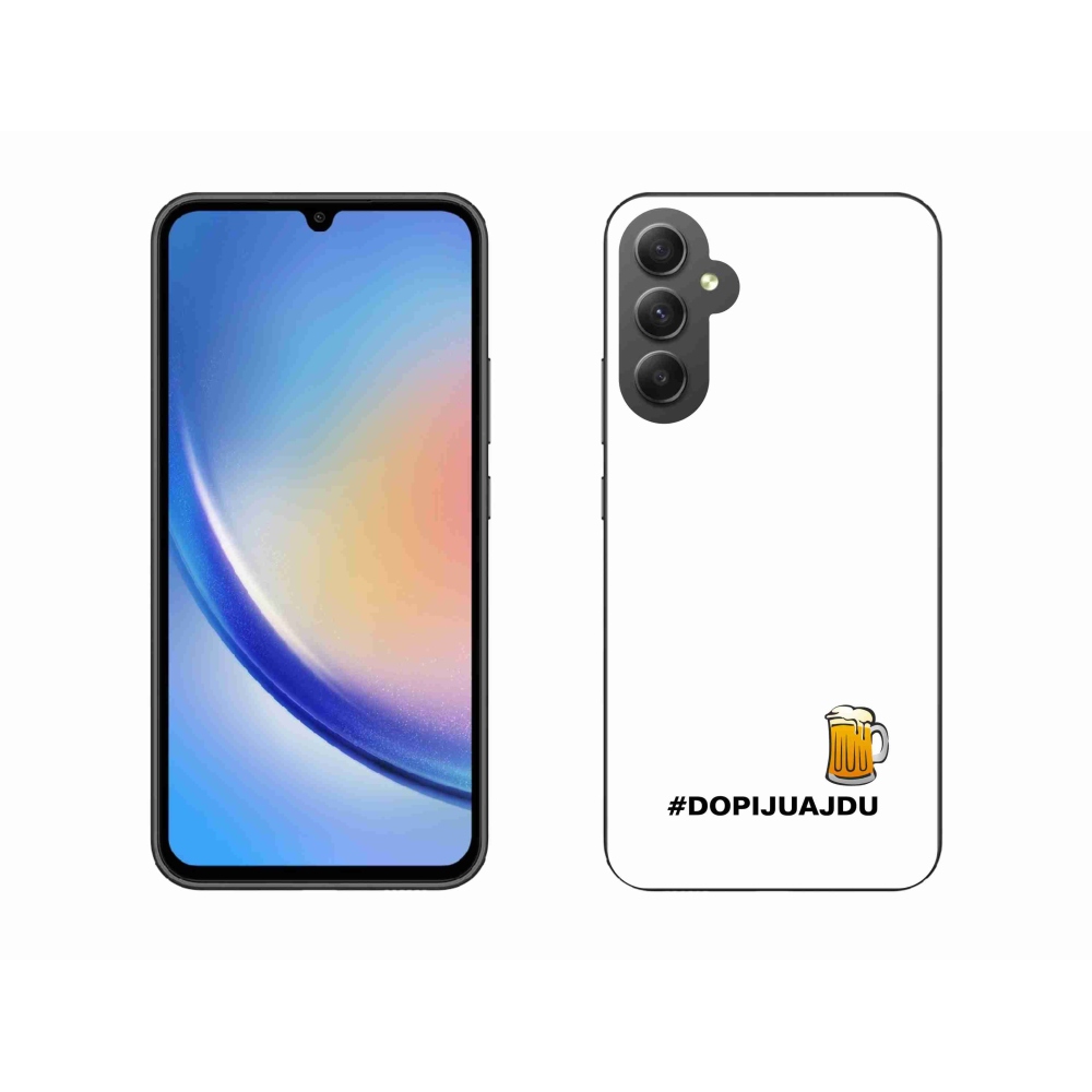 Gélový kryt mmCase na Samsung Galaxy A34 5G - pivný motív 1 biele pozadie