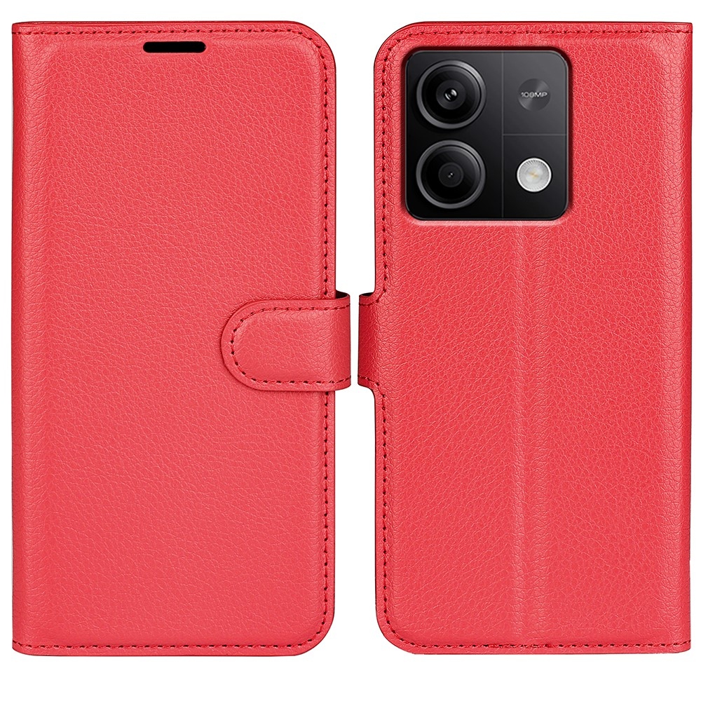 Litchi knižkové puzdro na Xiaomi Redmi Note 13 5G - červené