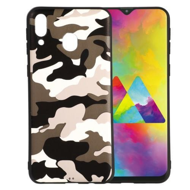 Camouflage gélový obal na mobil Samsung Galaxy M20 - biela