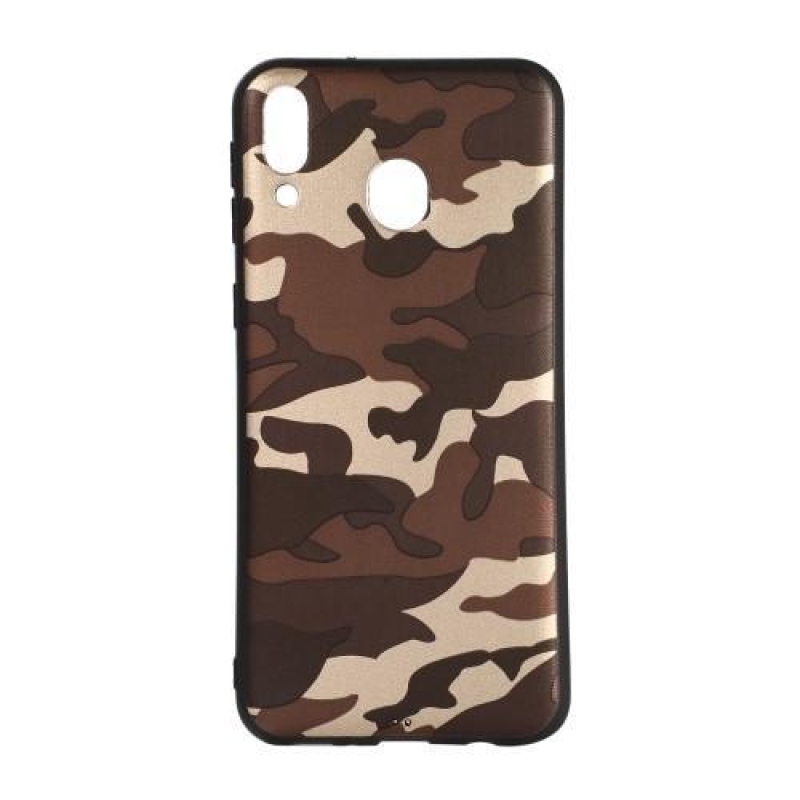 Camouflage gélový obal na mobil Samsung Galaxy M20 - hnedý