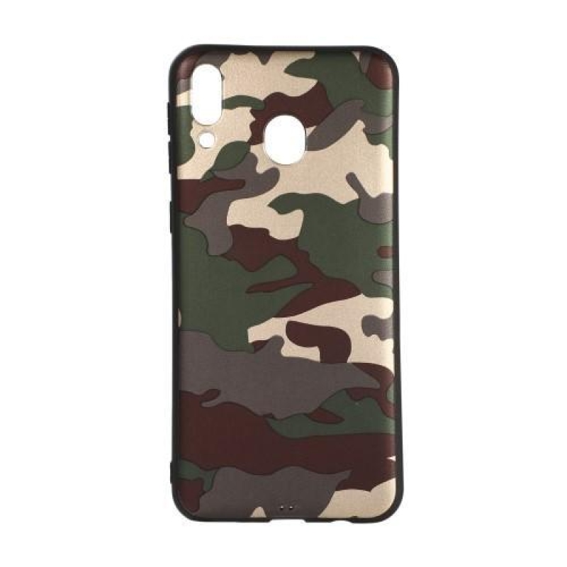 Camouflage gélový obal na mobil Samsung Galaxy M20 - zelený