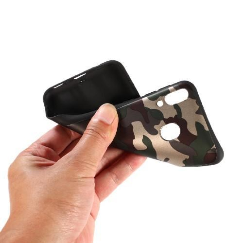 Camouflage gélový obal na mobil Samsung Galaxy M20 - zelený