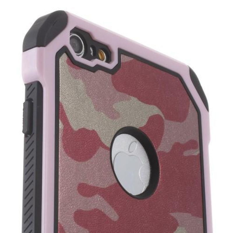 Camouflage hybridný odolný obal na iPhone 6 a iPhone 6s - ružový