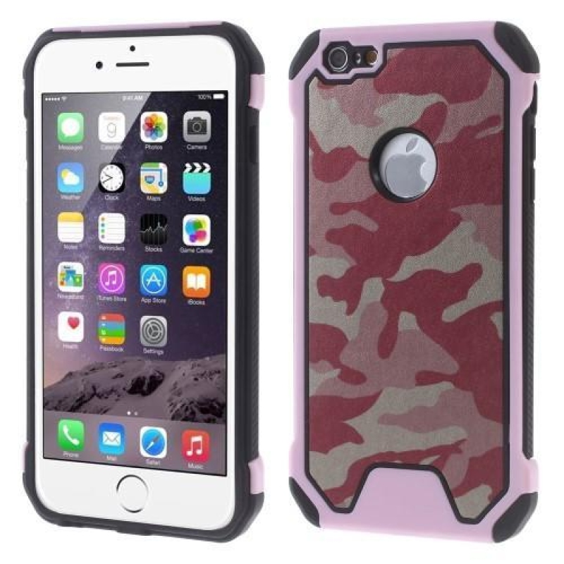 Camouflage hybridný odolný obal na iPhone 6 a iPhone 6s - ružový