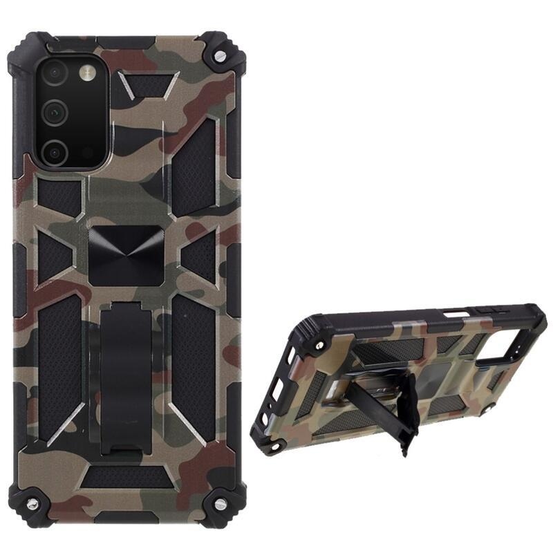 Camouflage odolný hybridný kryt na mobil Samsung Galaxy A03s (166.6 x 75.9 x 9.1mm) - armádny zelená