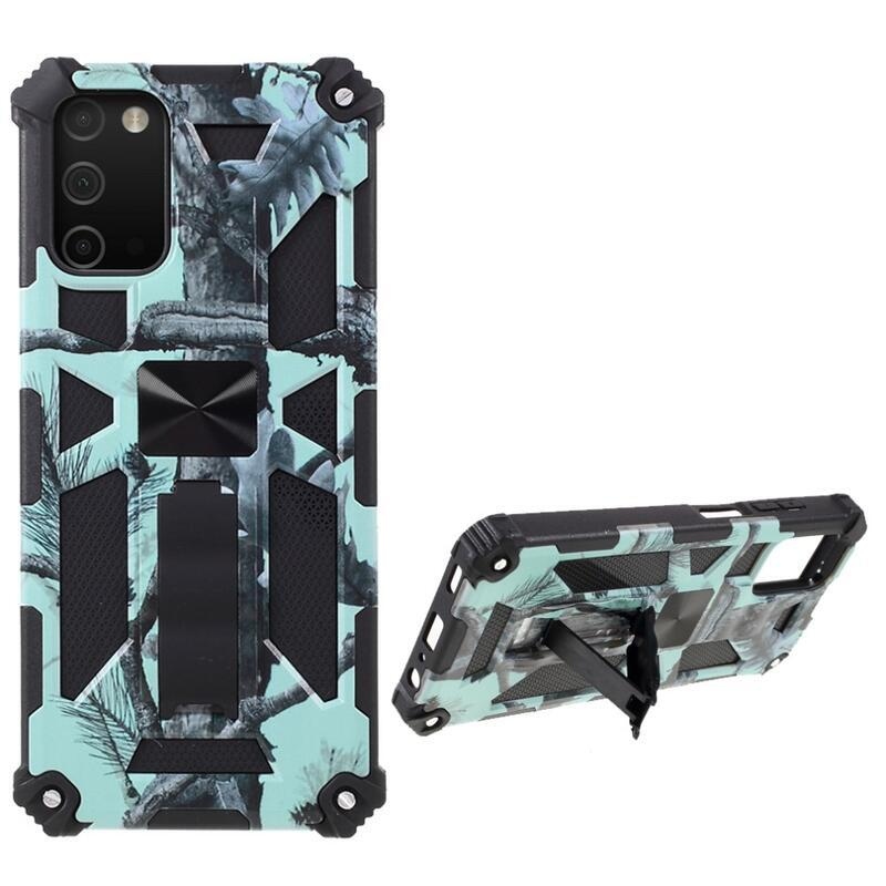 Camouflage odolný hybridný kryt na mobil Samsung Galaxy A03s (166.6 x 75.9 x 9.1mm) - mätovo zelená