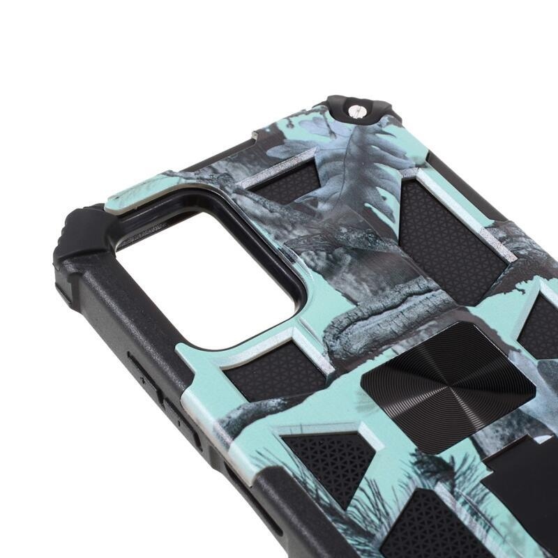 Camouflage odolný hybridný kryt na mobil Samsung Galaxy A03s (166.6 x 75.9 x 9.1mm) - mätovo zelená