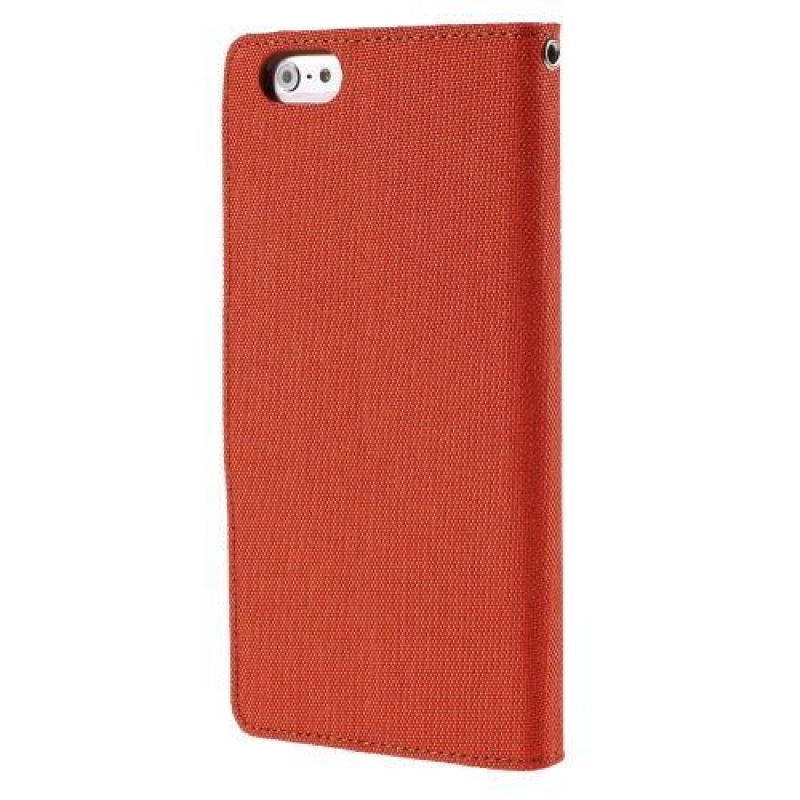 Canvas PU kožené / textilné puzdro na iPhone 6s Plus a 6 Plus - oranžové