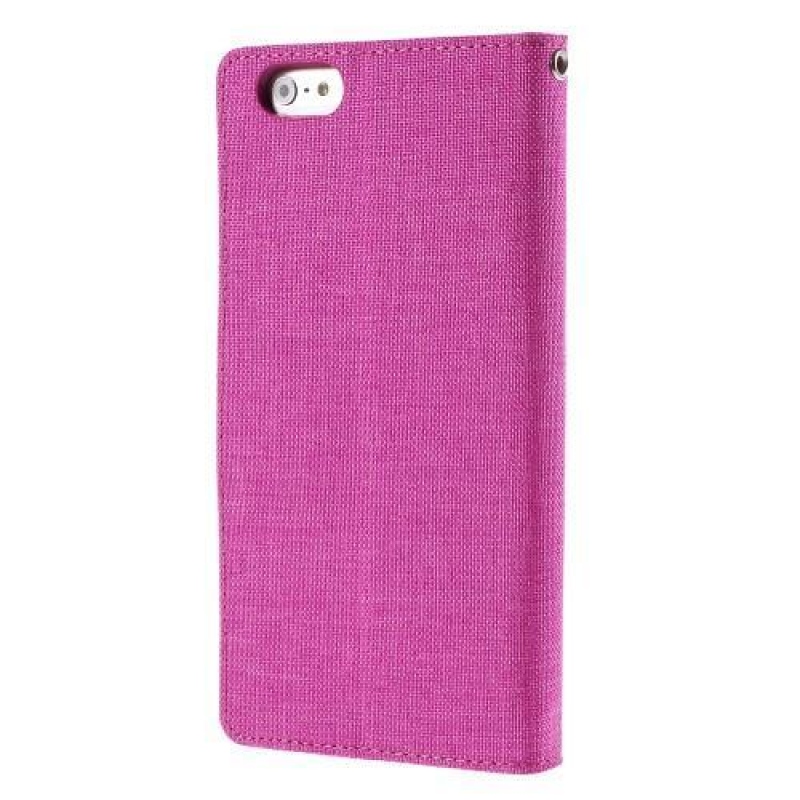 Canvas PU kožené / textilné puzdro na iPhone 6s Plus a 6 Plus - rose