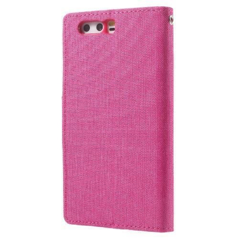 Canvas textilní/PU kožené puzdro pre mobil Huawei P10 - rose