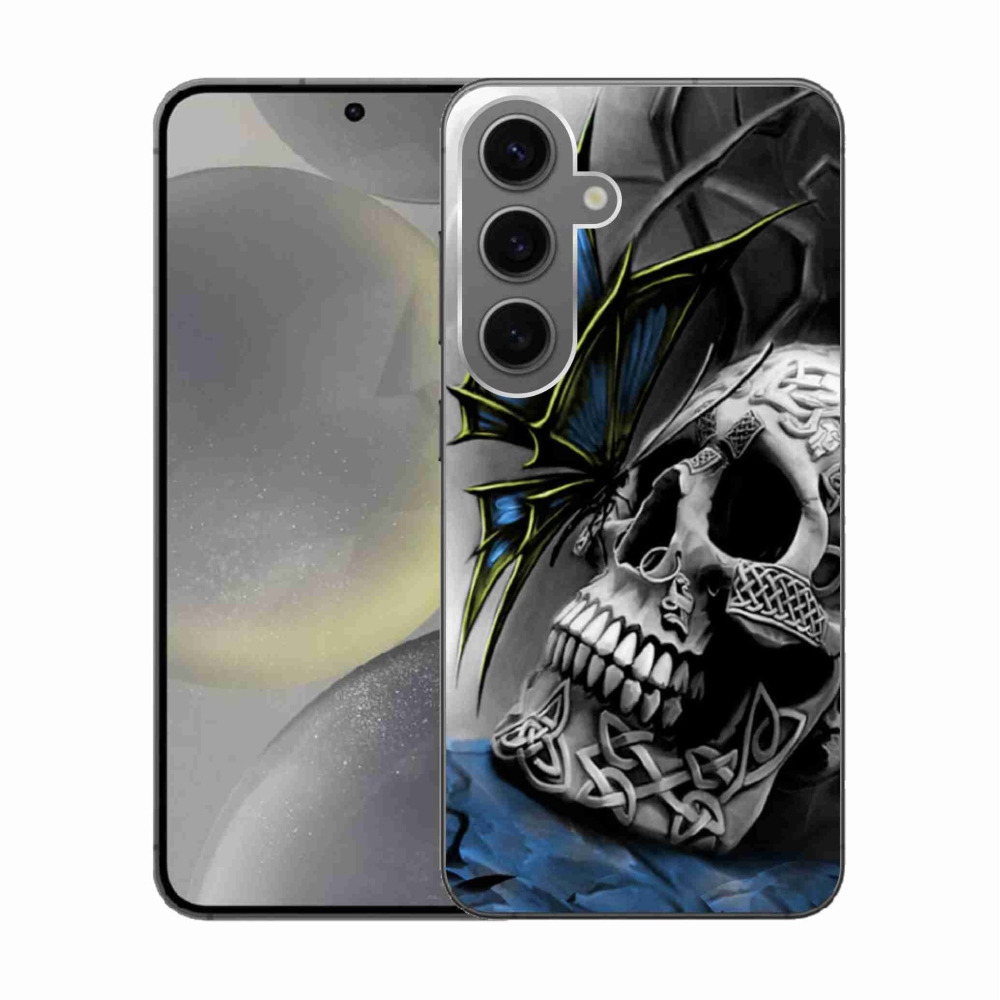 Gélový kryt mmCase na Samsung Galaxy S24 - motýľ a lebka