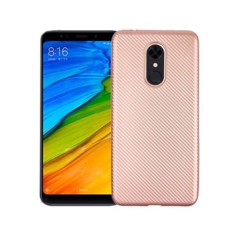 Carb odolný gélový obal s textúrou na Xiaomi Redmi 5 - rosegold