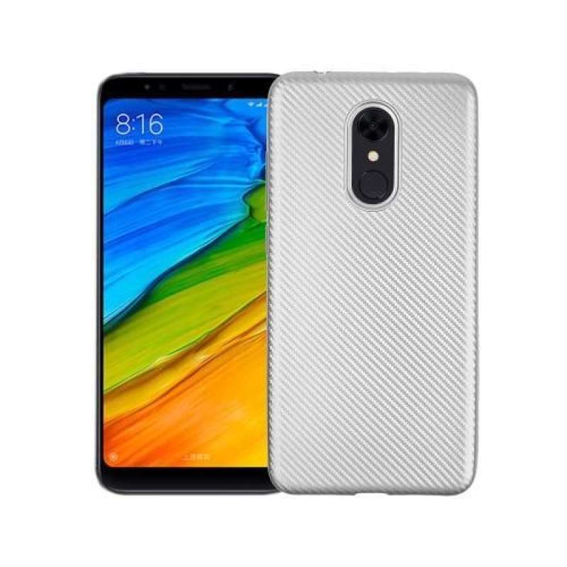 Carb odolný gélový obal s textúrou na Xiaomi Redmi 5 - strieborný