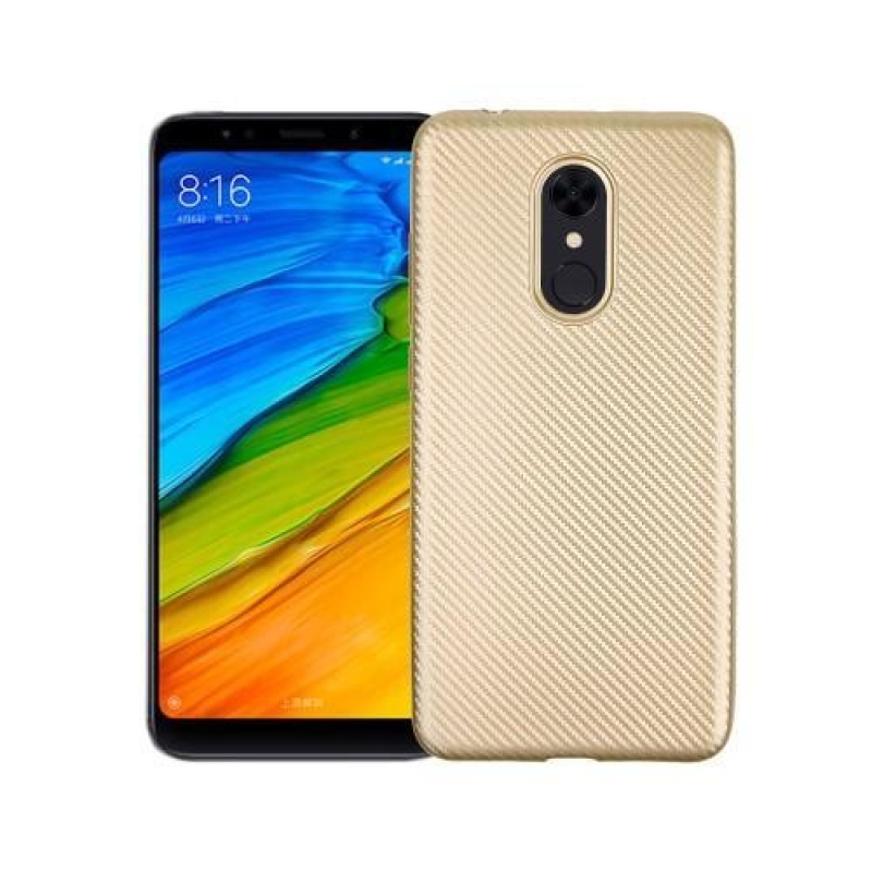 Carb odolný gélový obal s textúrou na Xiaomi Redmi 5 - zlatý