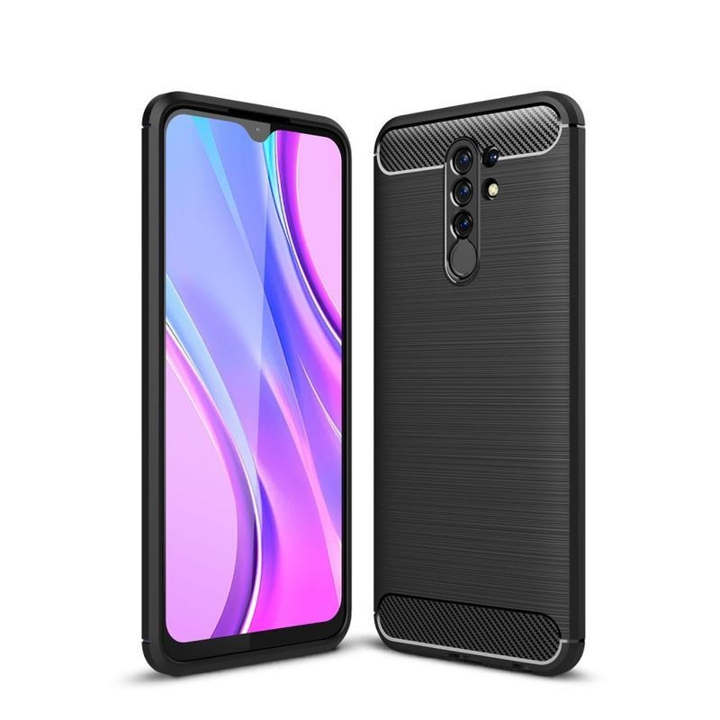 Carbon odolný gélový kryt pre mobil Xiaomi Redmi 9 - čierny