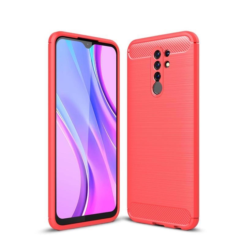 Carbon odolný gélový kryt pre mobil Xiaomi Redmi 9 - červený