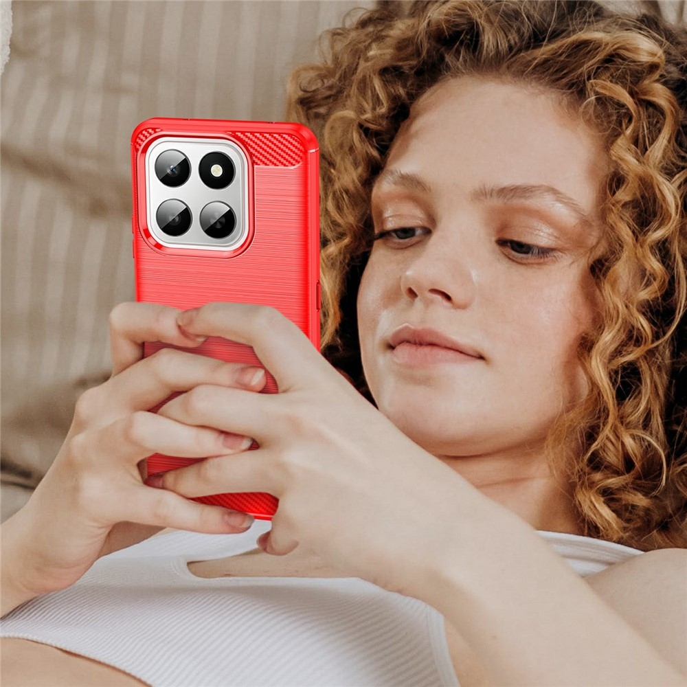 Carbon odolný gélový obal na Honor 400 Smart 5G/4G/Honor X7d - červený