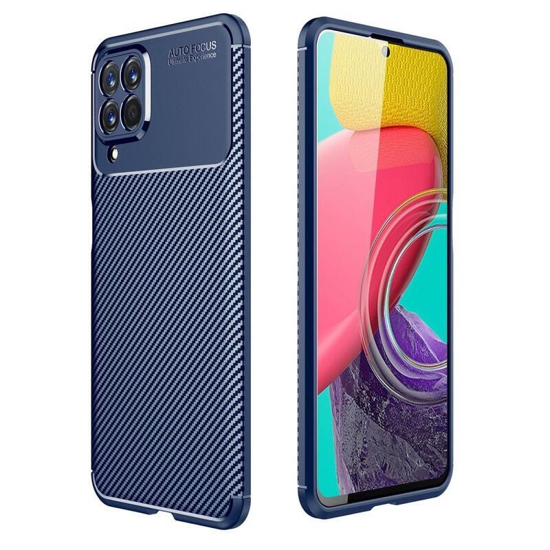 Carbon odolný gélový obal na mobil Samsung Galaxy M53 5G - modrý