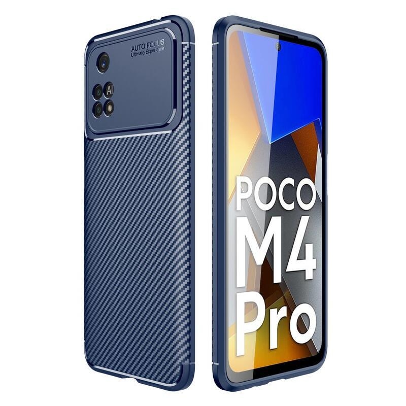 Carbon odolný gélový obal na mobil Xiaomi Poco M4 Pro 4G - modrý