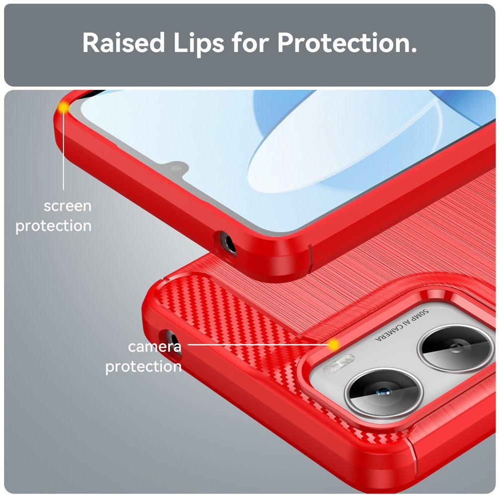 Carbon odolný gélový obal na Motorola Moto G06/G06 Power - červený