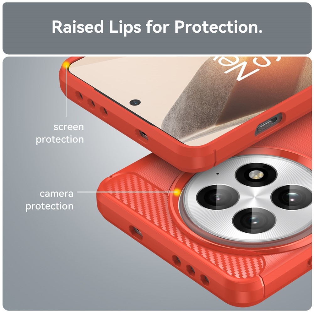 Carbon odolný gélový obal na OnePlus 13 - červený